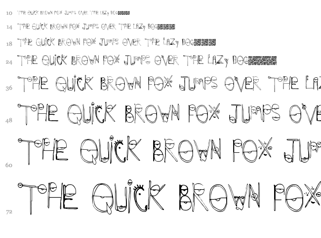 Crazy Eyes font waterfall