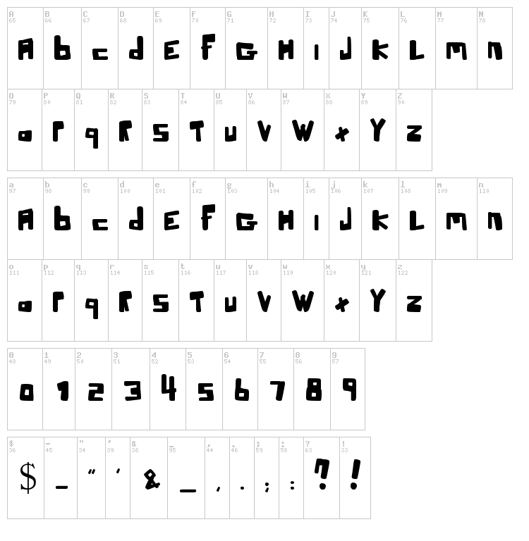 Crookers font map