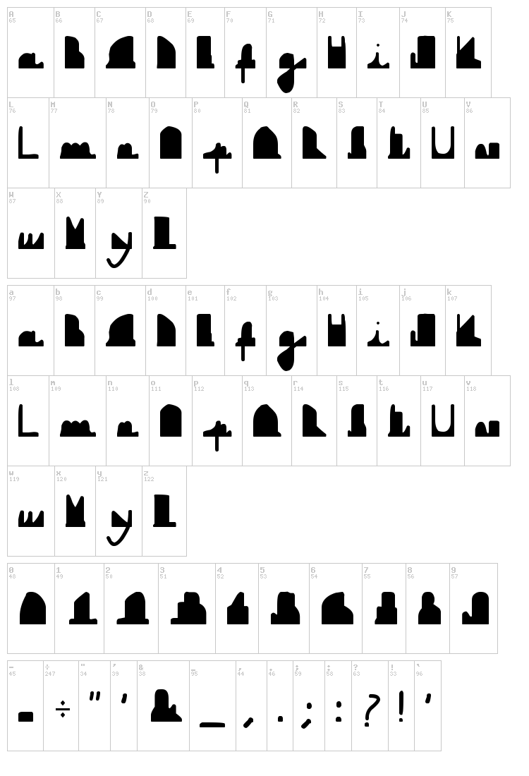 DownBoy font map