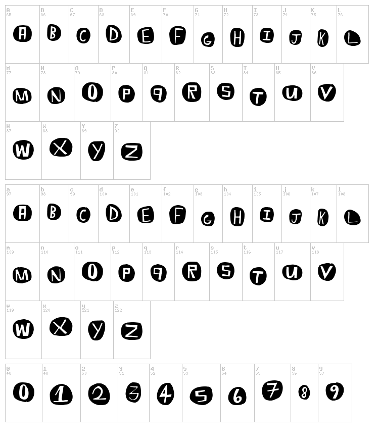 EightBaller font map
