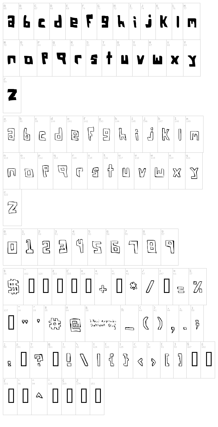 FSO Square Bracket font map
