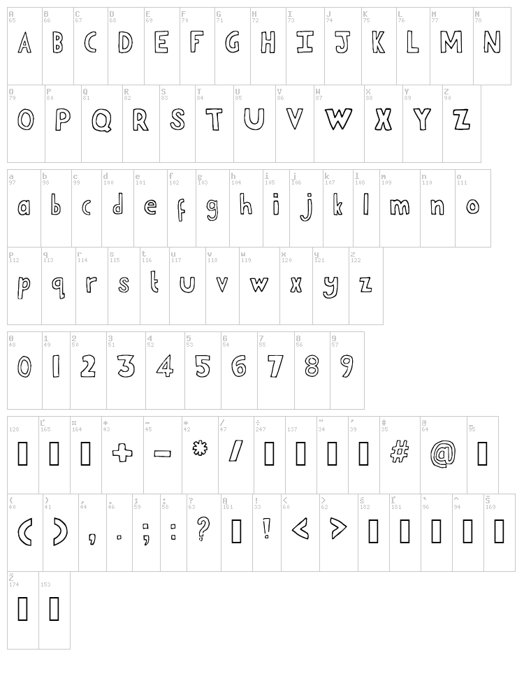 Heasafel font map