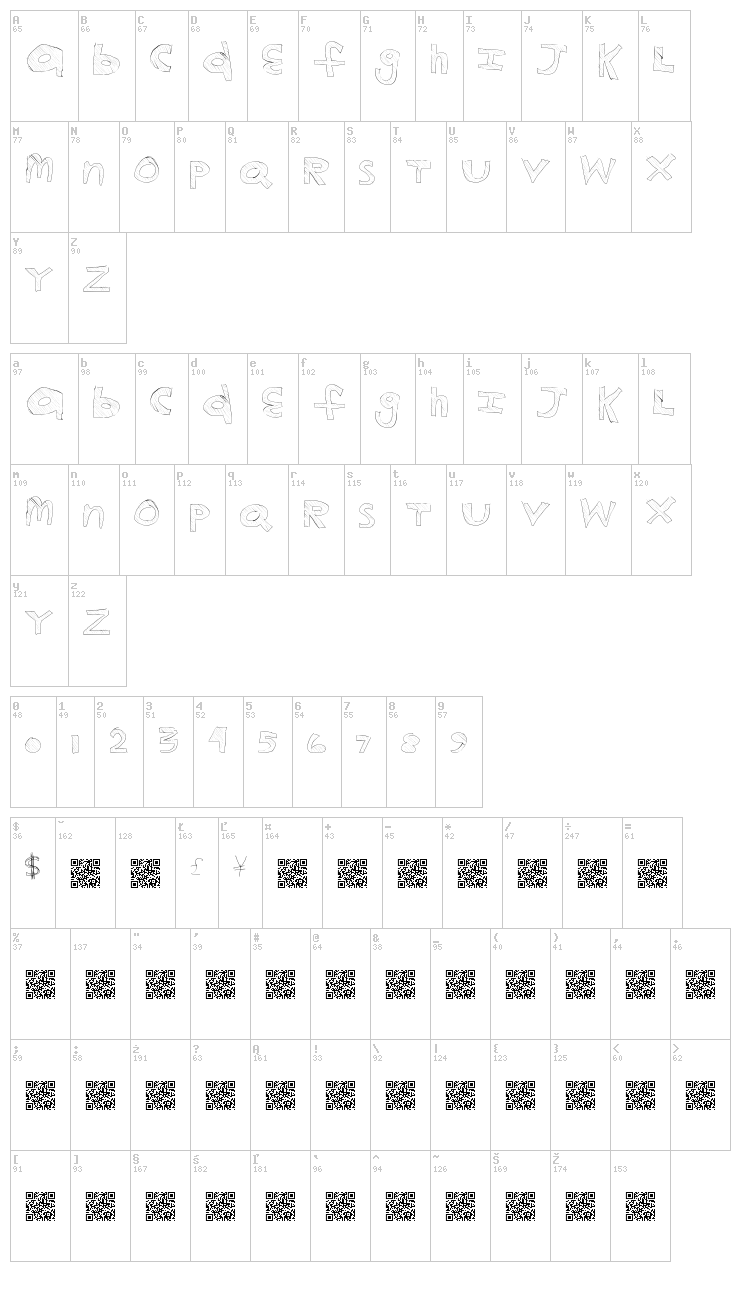 Kids Game font map