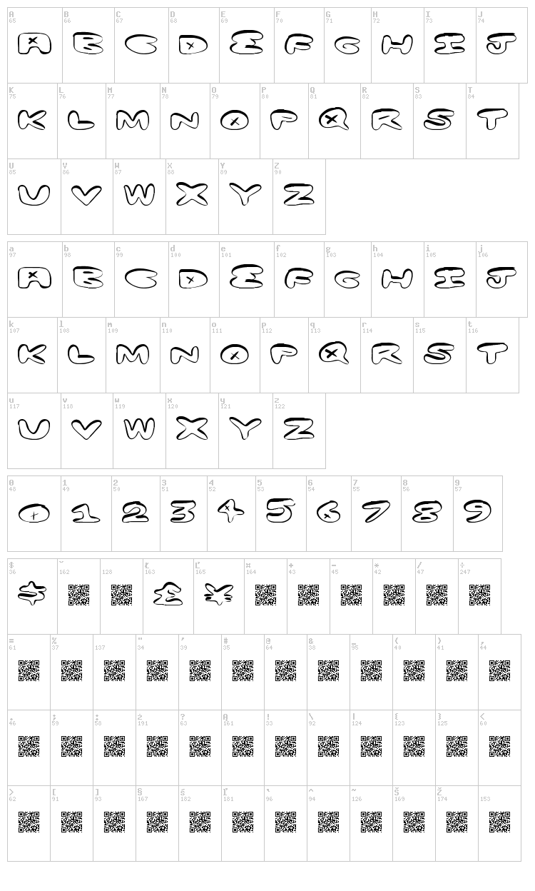 Minus Plus font map