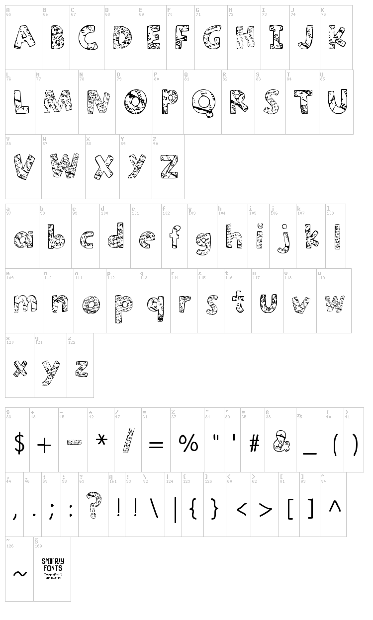 Paper-Mache font map