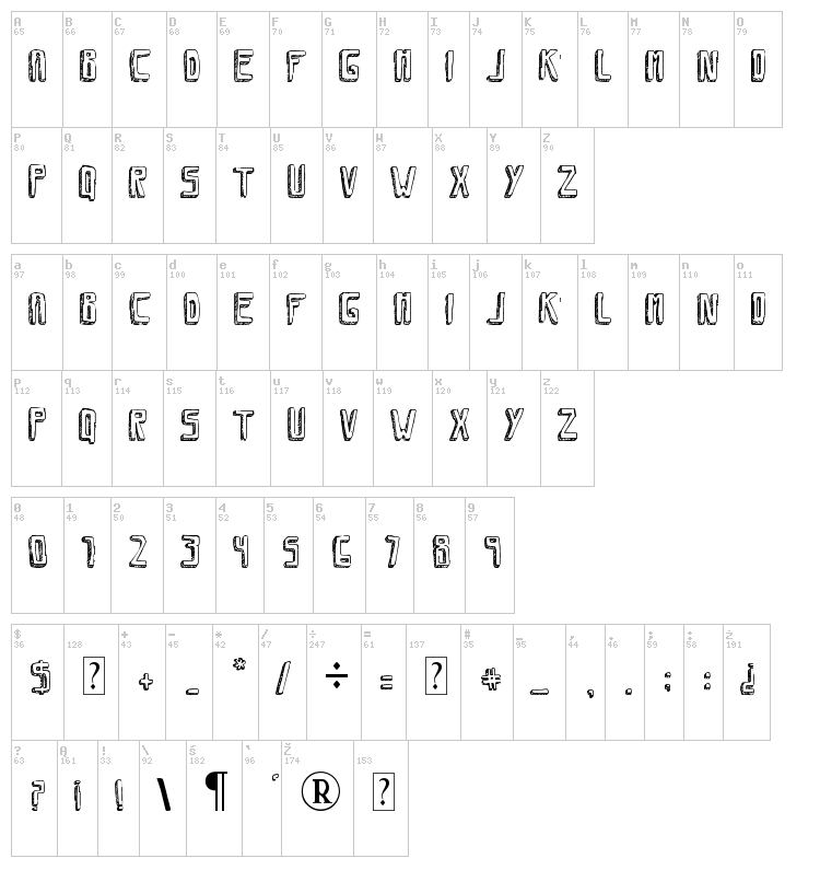 Savia Shadow font map