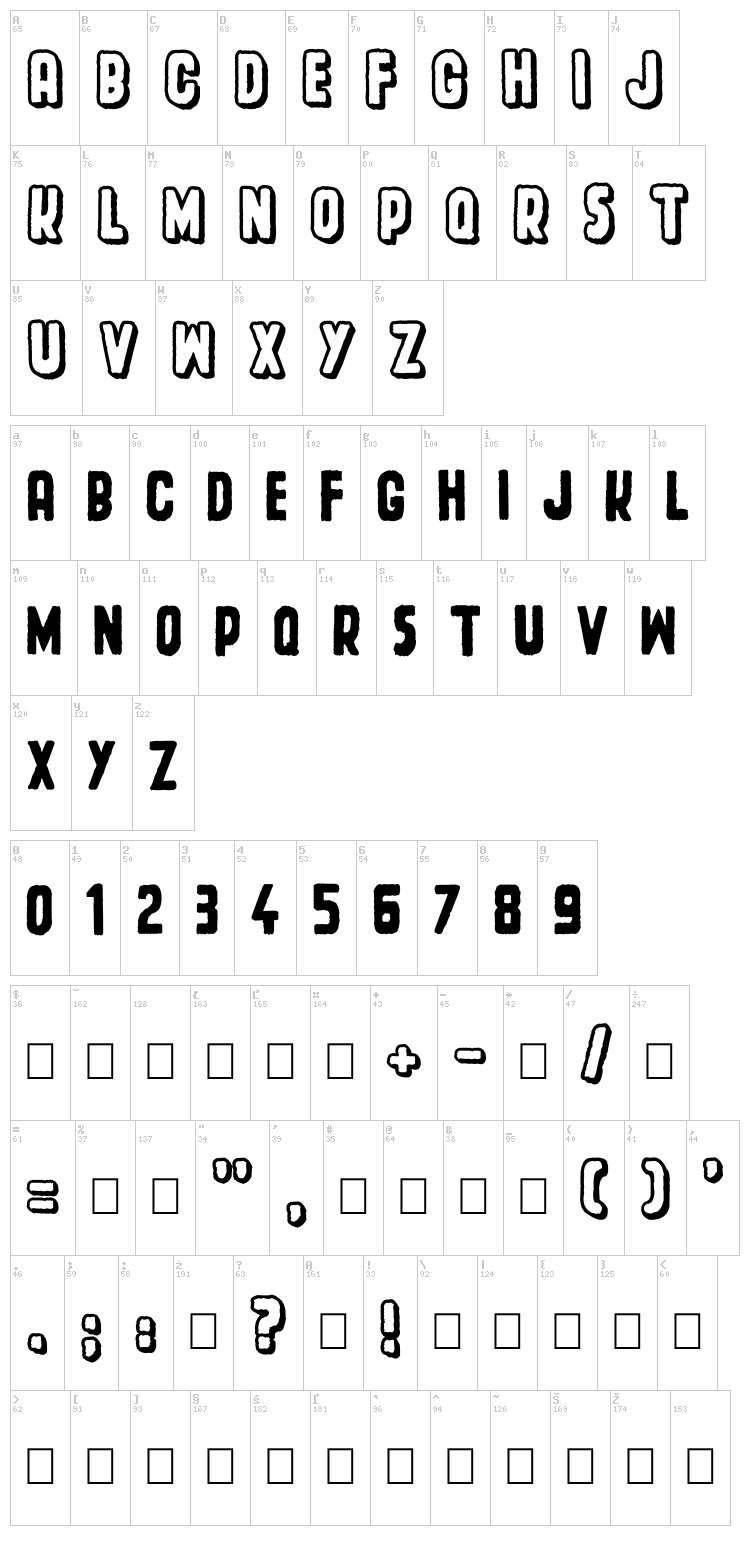Spacecard font map