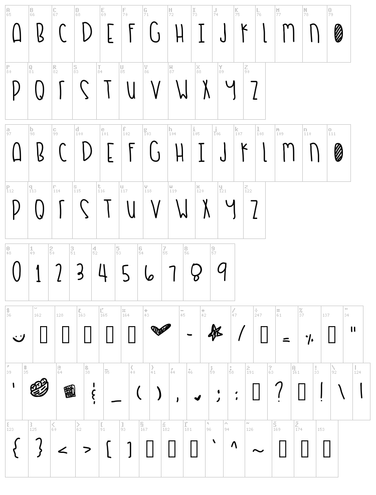 Tarracotta Warrior font map