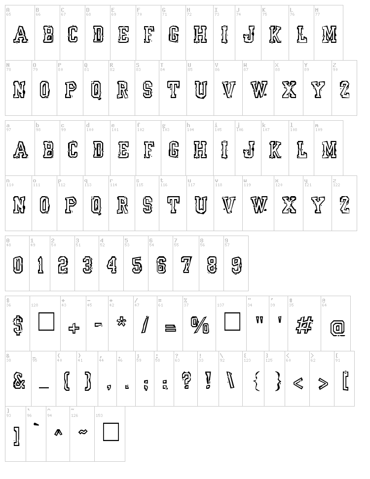 Year Book Mess font map