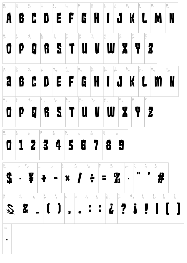 Kaiju Monster G font map