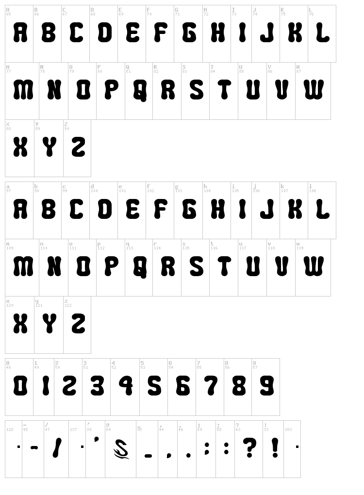 Minipop G font map