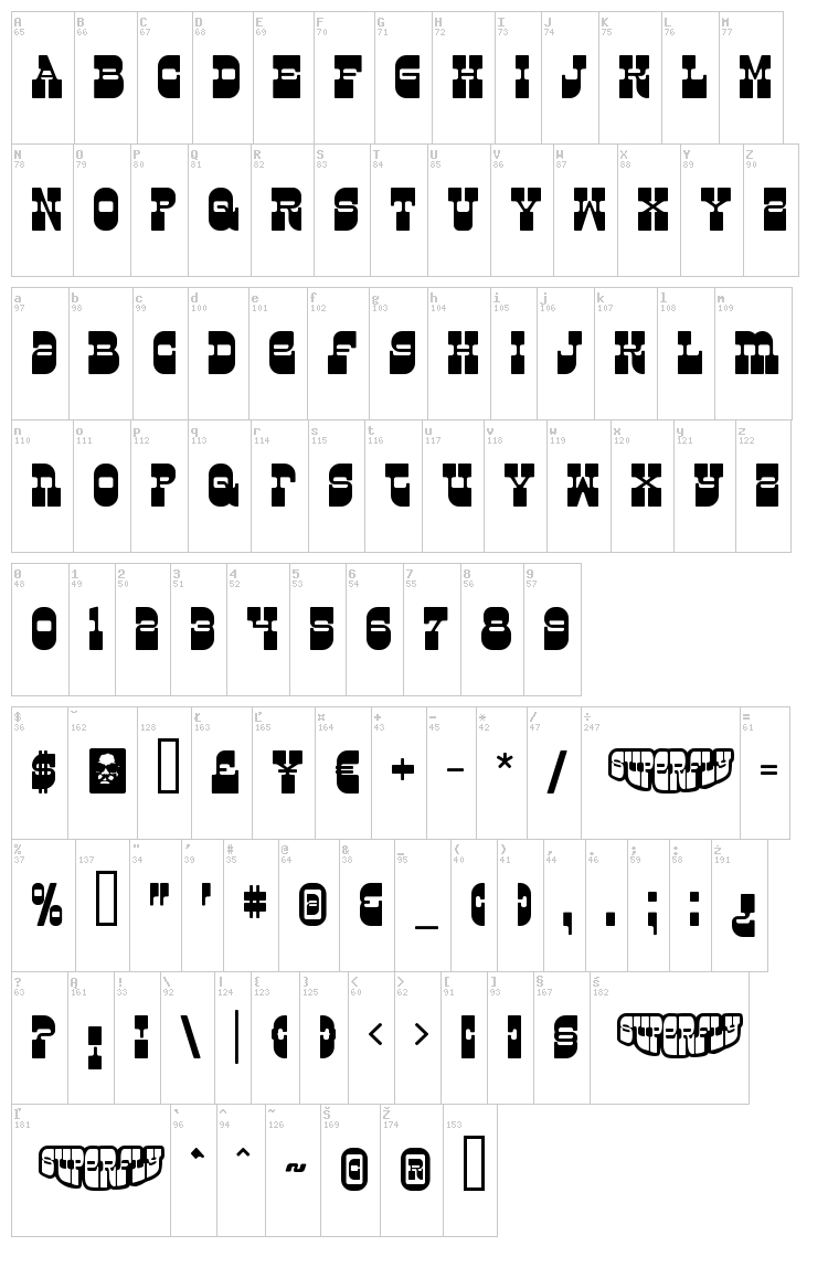 Superfly font map