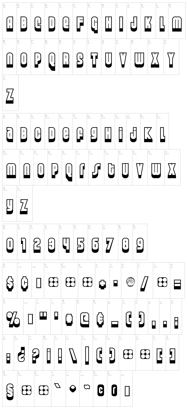 Weltron Special Power / 2001 font map