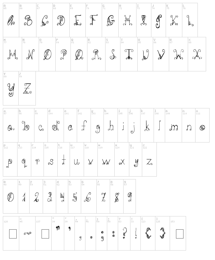 PC-GothicScroll font map