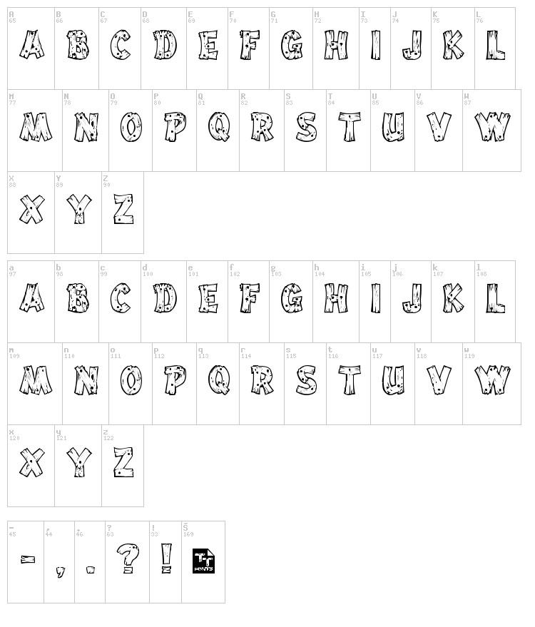 Drift Type font map
