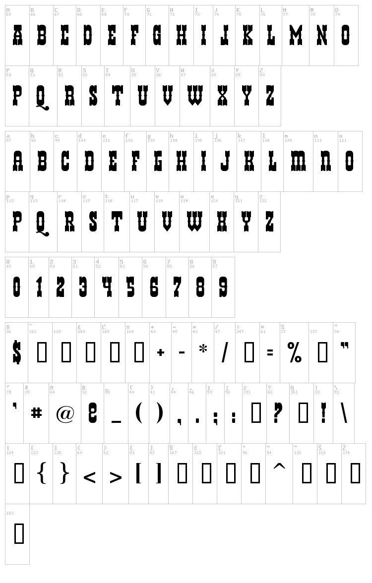 Helldorado font map