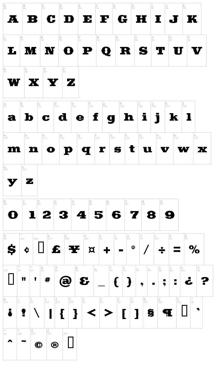Saddlebag font map