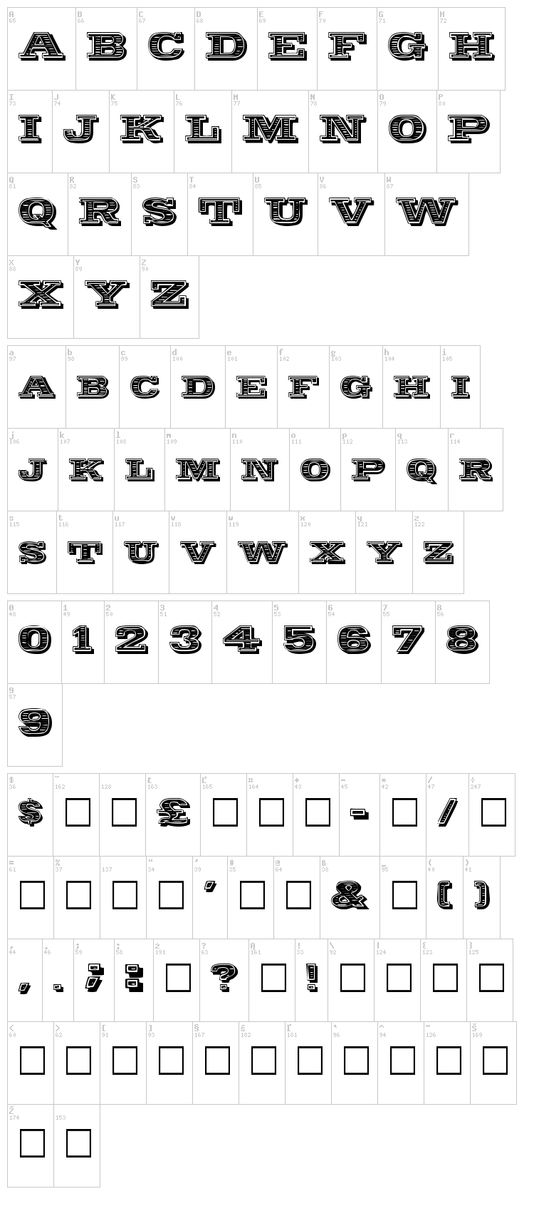 Woodcut font map