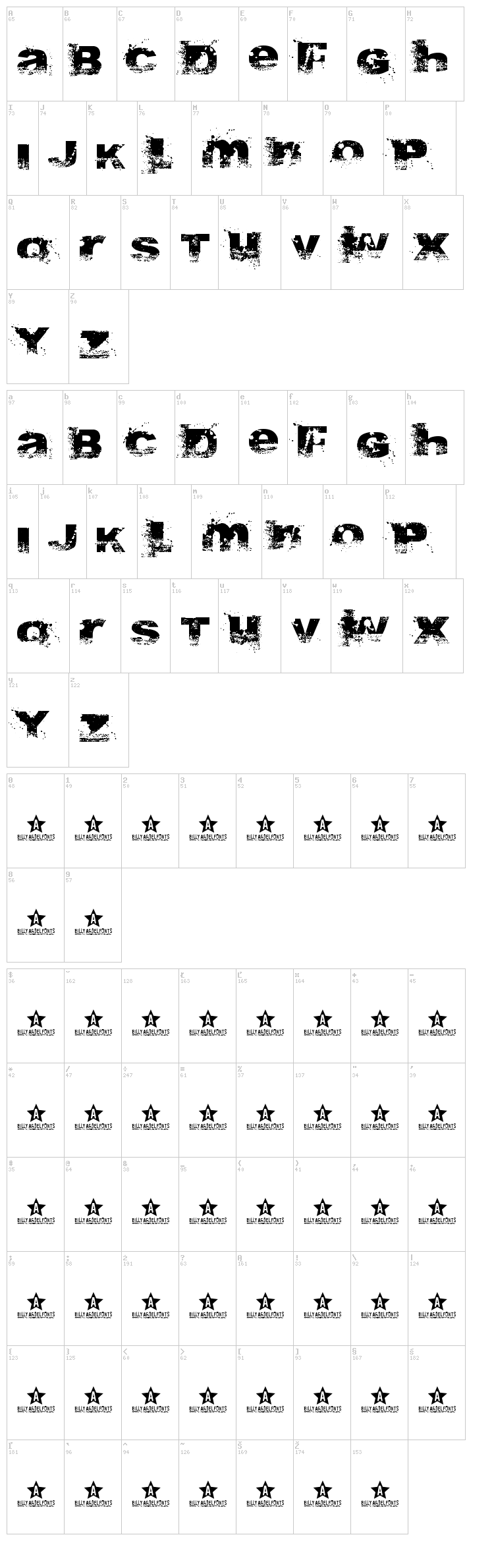 A Bite font map