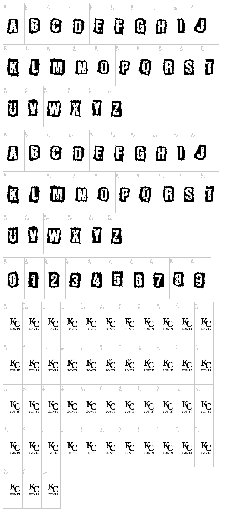 All Ages font map