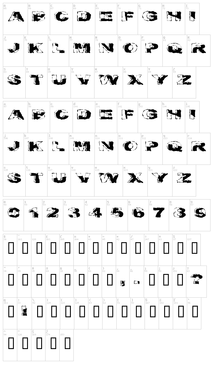Crackaddict font map