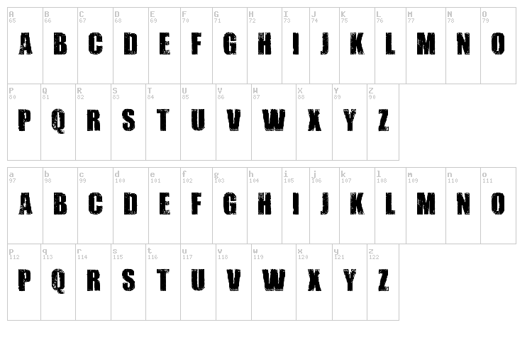 Dirtybag font map