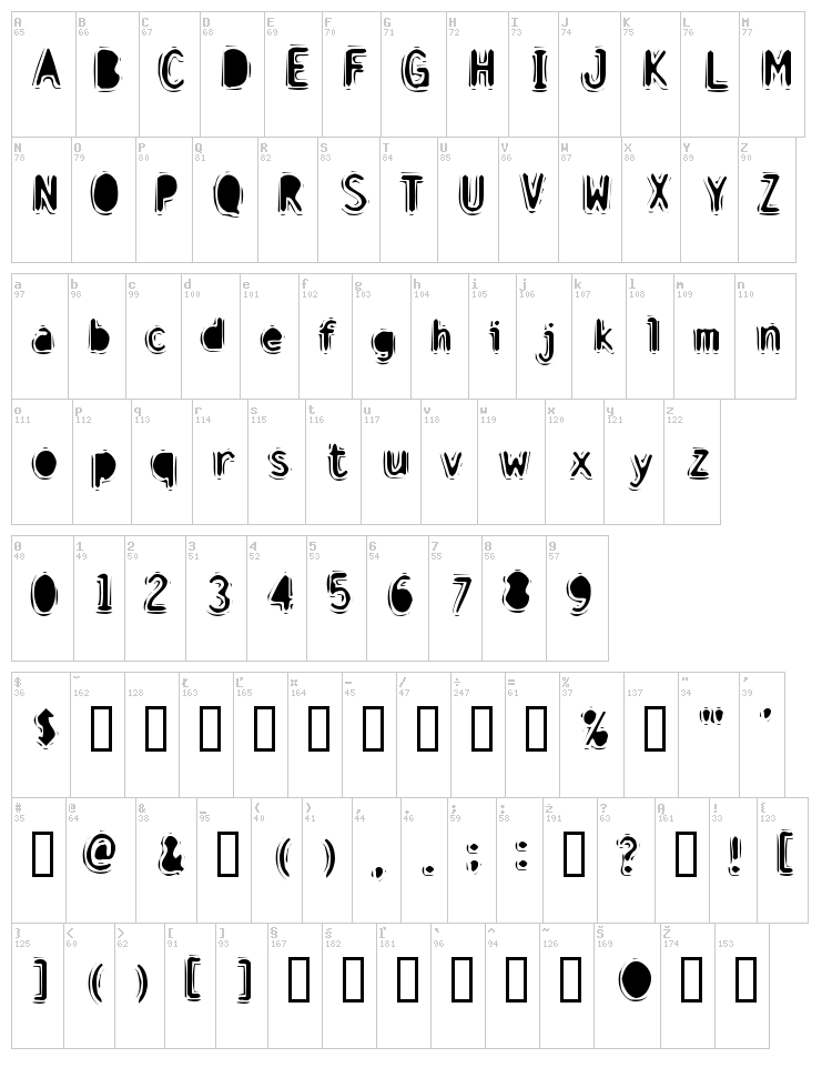 Discount Inferno font map