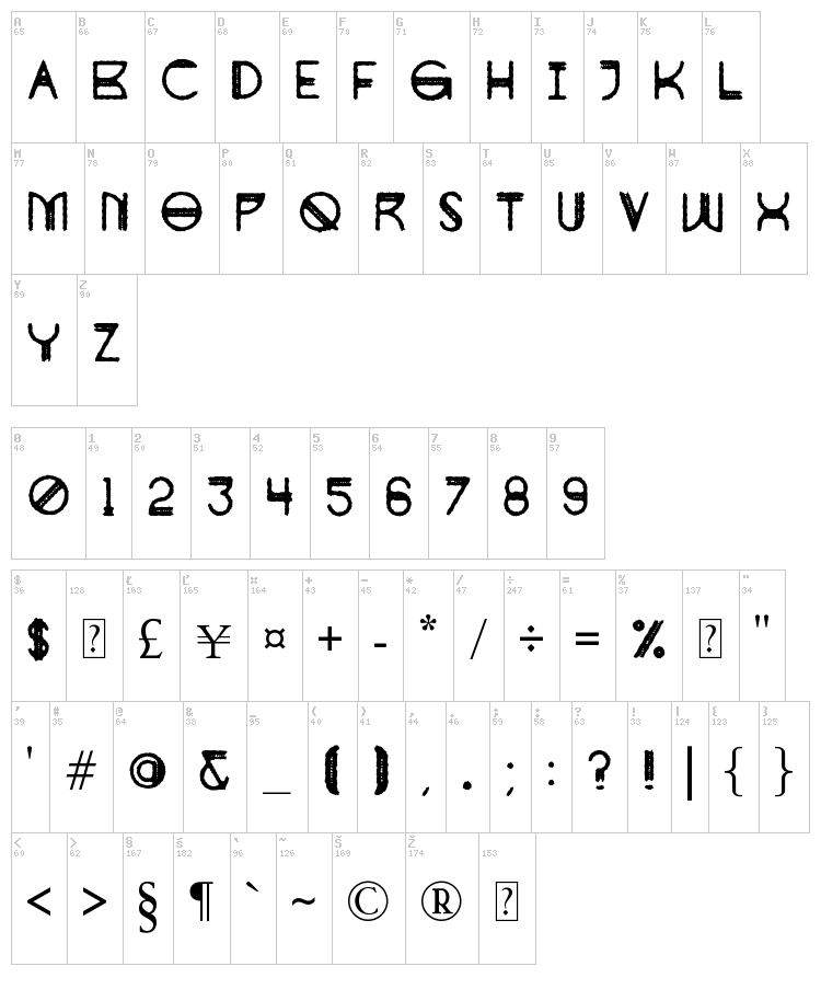 Doppelquer font map