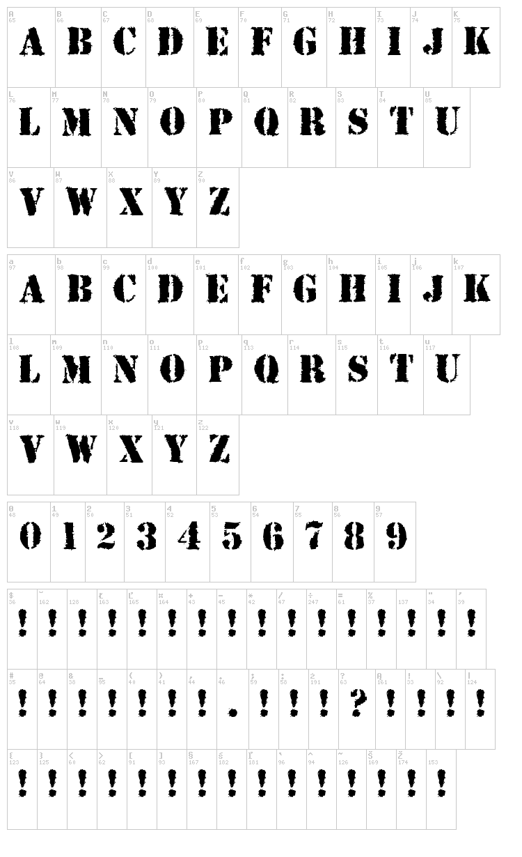 Due Date font map