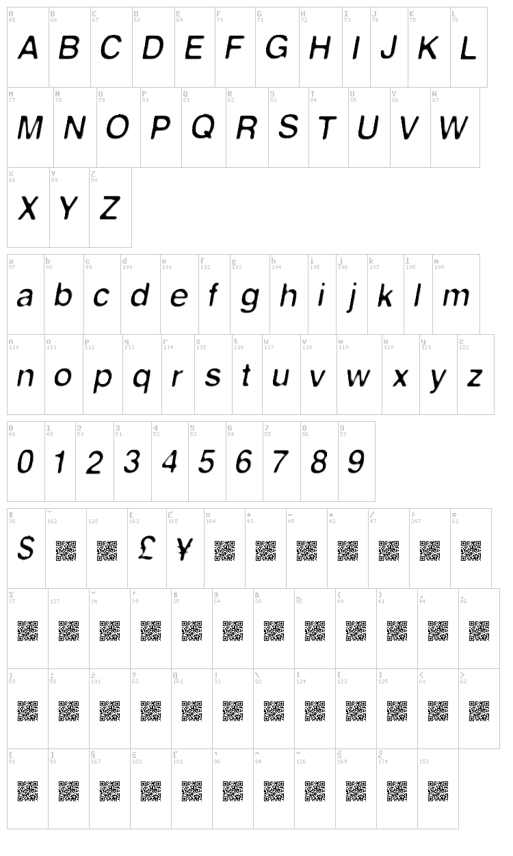 First Contact font map