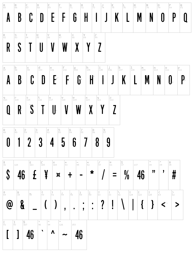 Forty-six font map