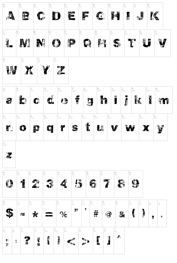 Hollavetica font map