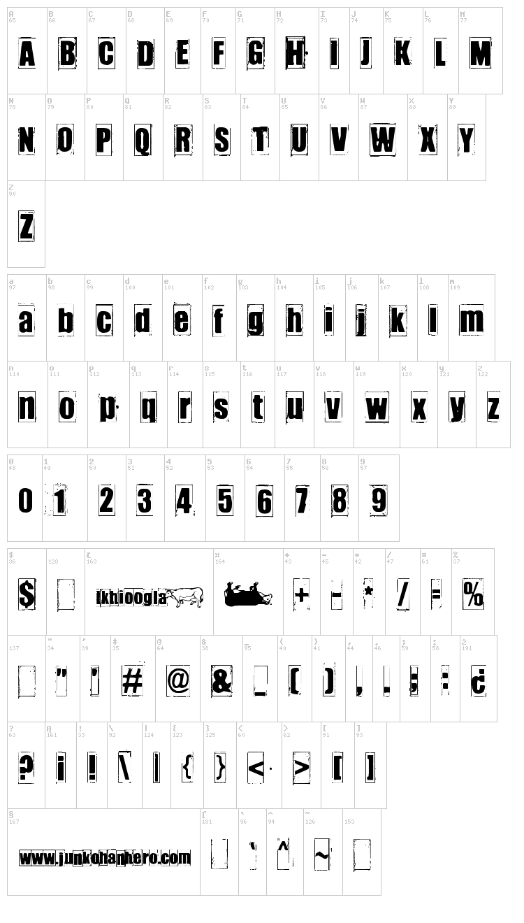 Ikhioogla font map