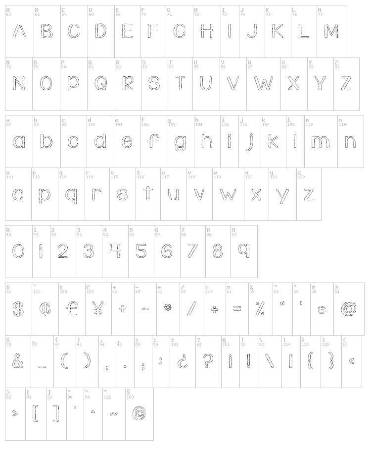 KG Daylight font map