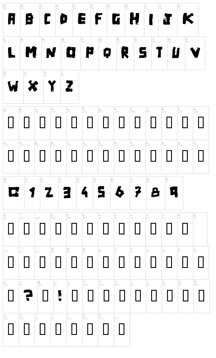 Matchbox font map