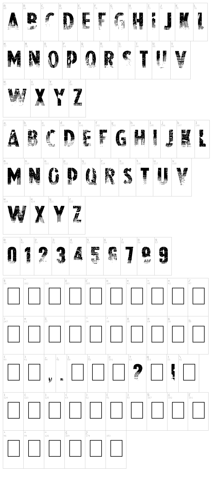 Nowharehouse font map
