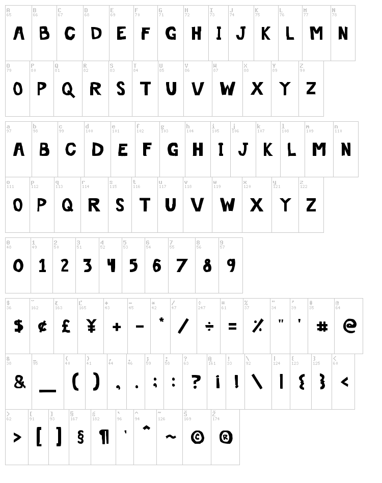 Off The Drugs font map