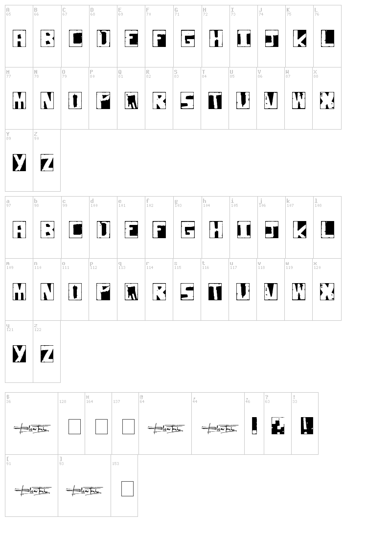 Pimper font map