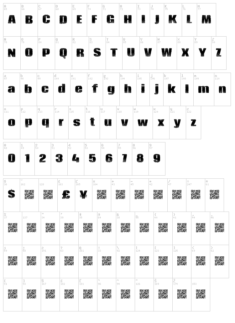 Pirate Zombie font map