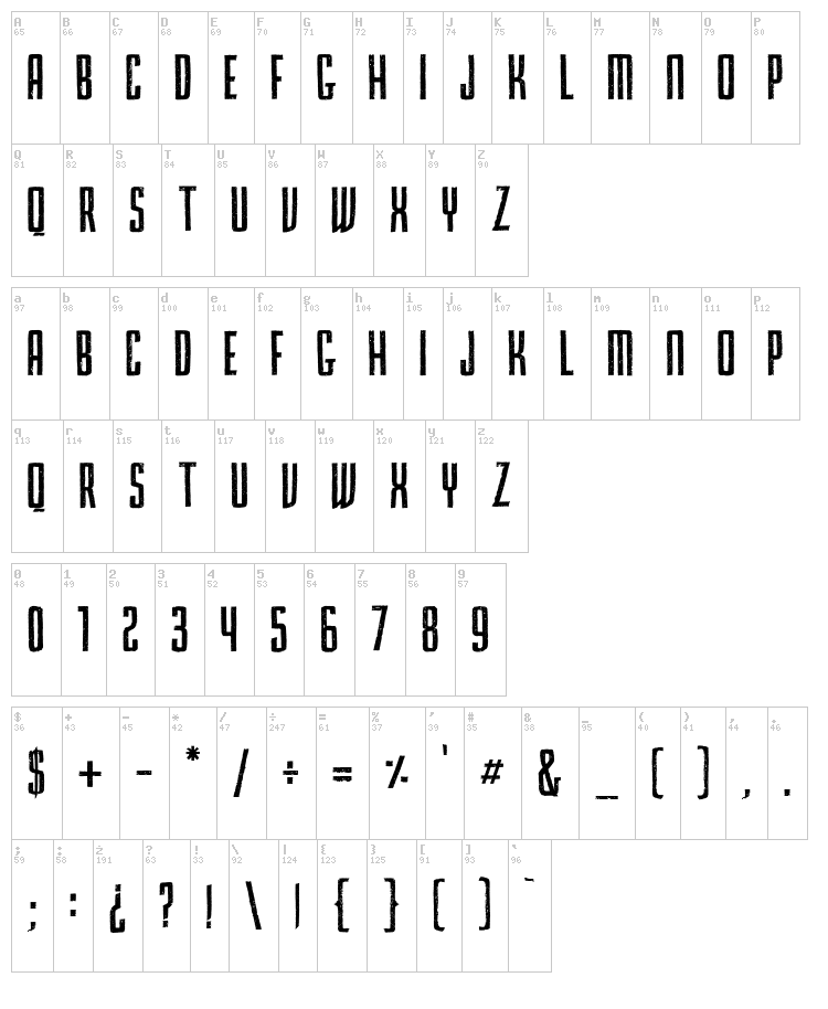Primma Handmade font map