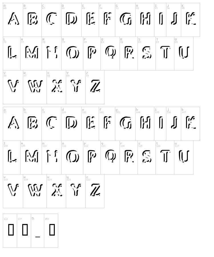 Punched Stub font map