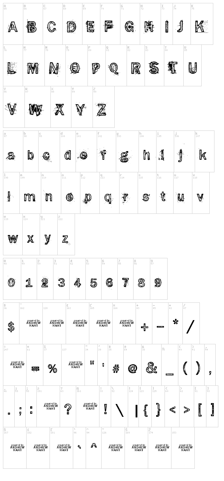 Splinter 2 font map