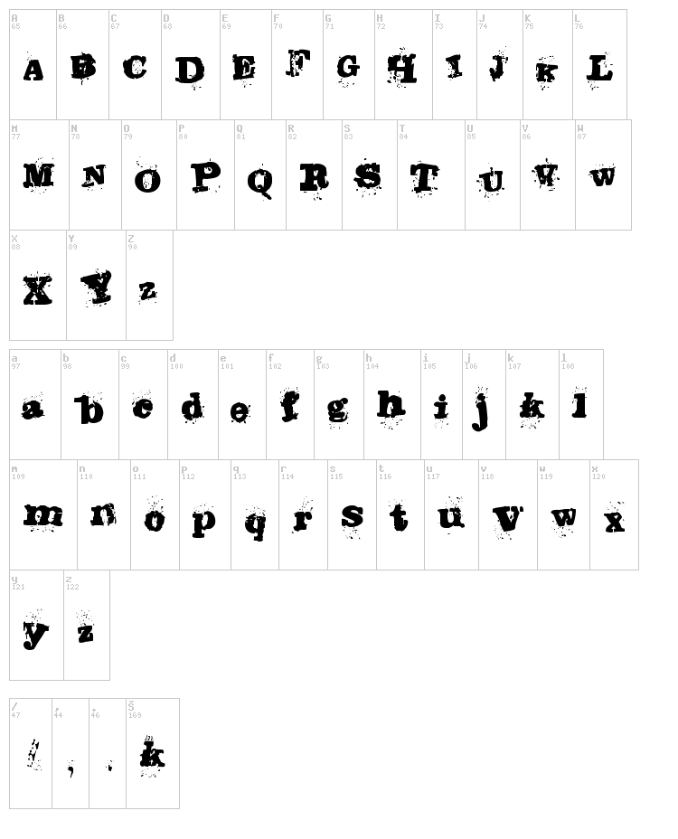 Stampede font map