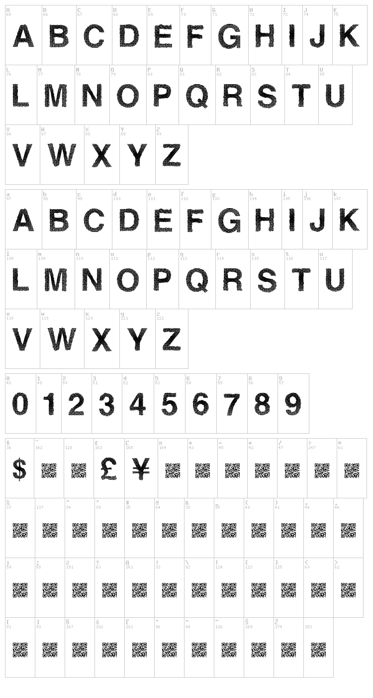 Steam Rose font map