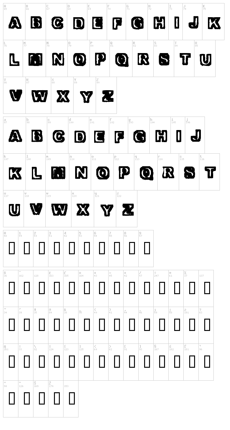 Trapped font map