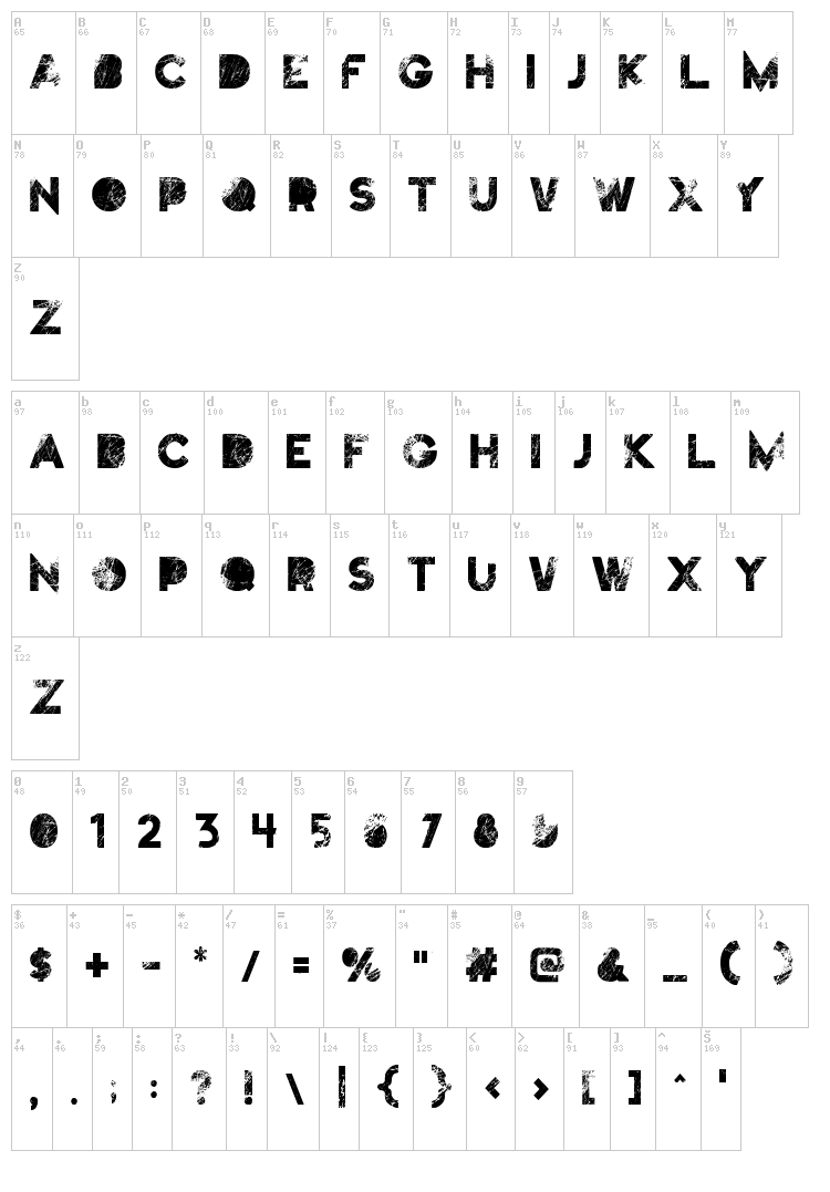 Truskey font map