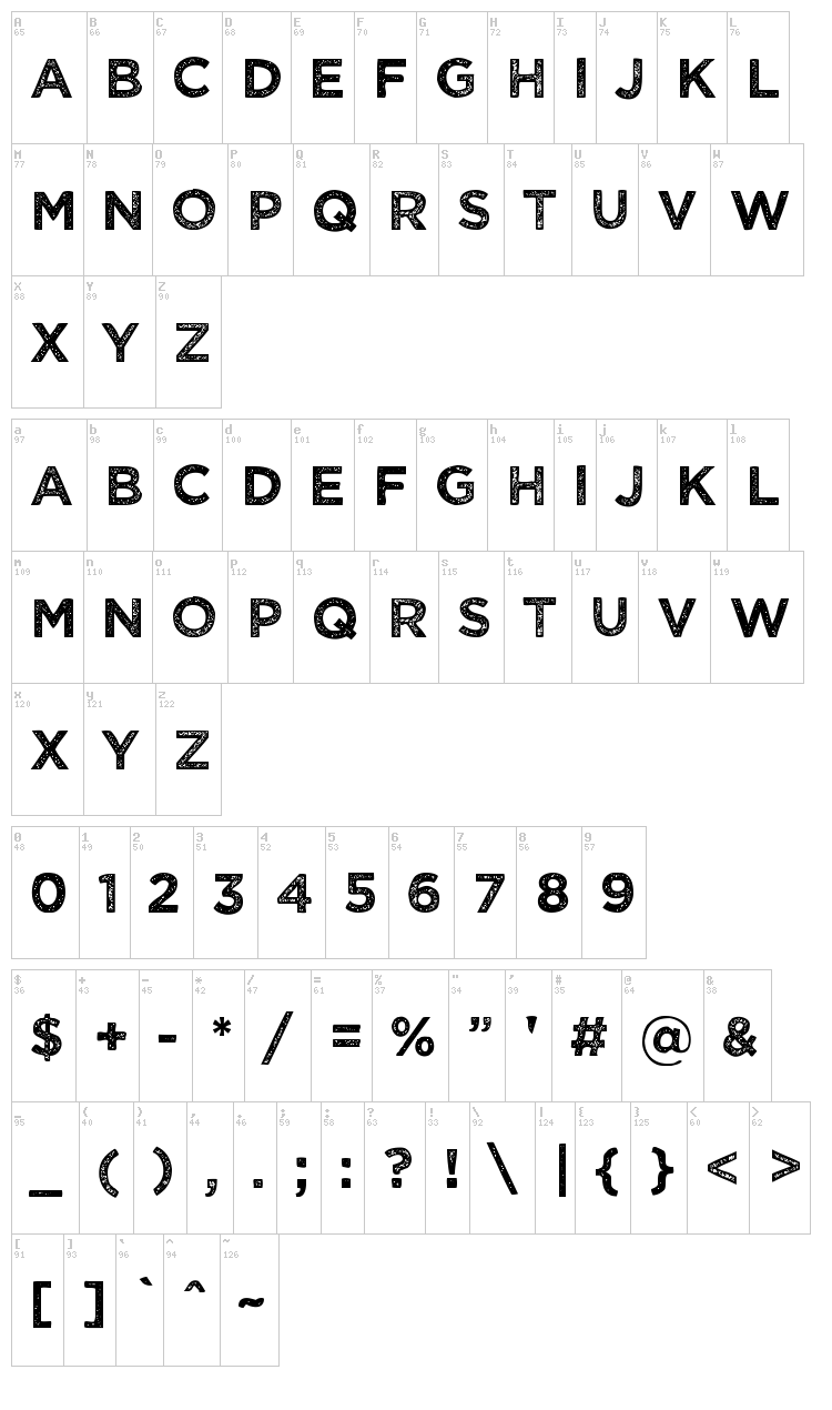 Wicked Grit font map