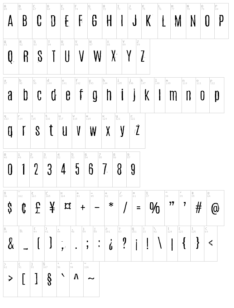 Woodcut font map