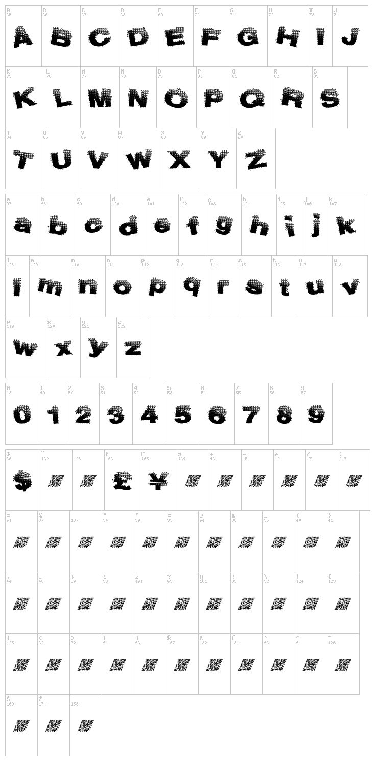Bub Light font map