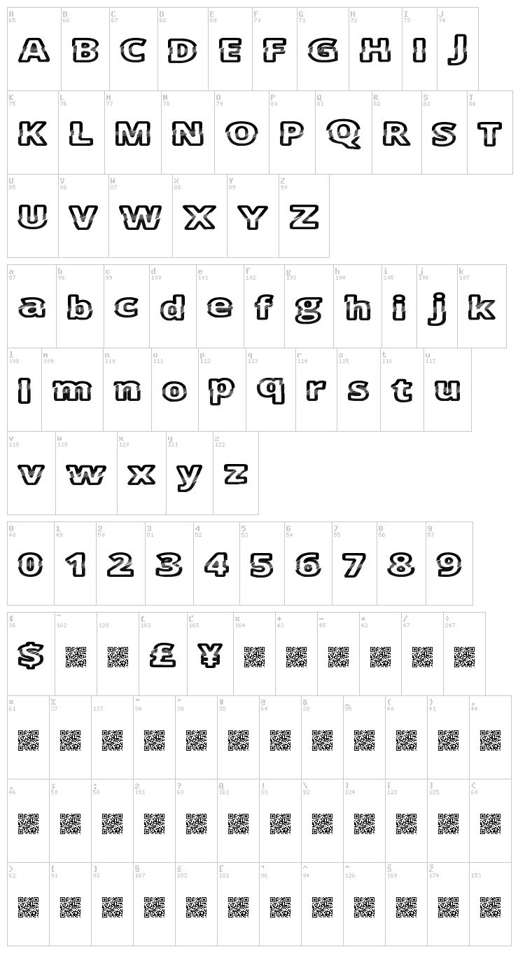 Cut Five font map